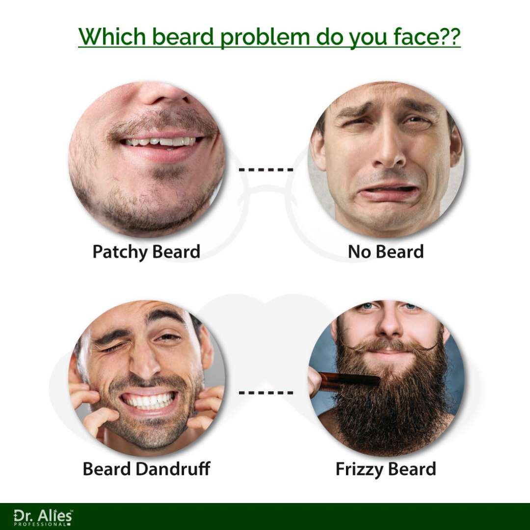 Dr. Alies Professional Beard Growth Oil | Fill Patchy Beard, Stop Itching & Dandruff – Natural 30ml