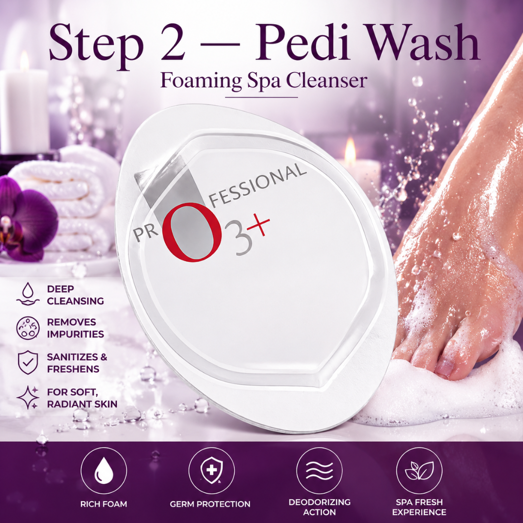 O3+ Pedilogix Spa Kit – Brighten, Smooth & Hydrate – Professional 6-Step Manicure & Pedicure Kit for Hands & Feet – Crystal Wash, Micro Peel, Bubble Gum Gel, Massage Cream & Pedi Mask – Single Use – Spa Results at Home