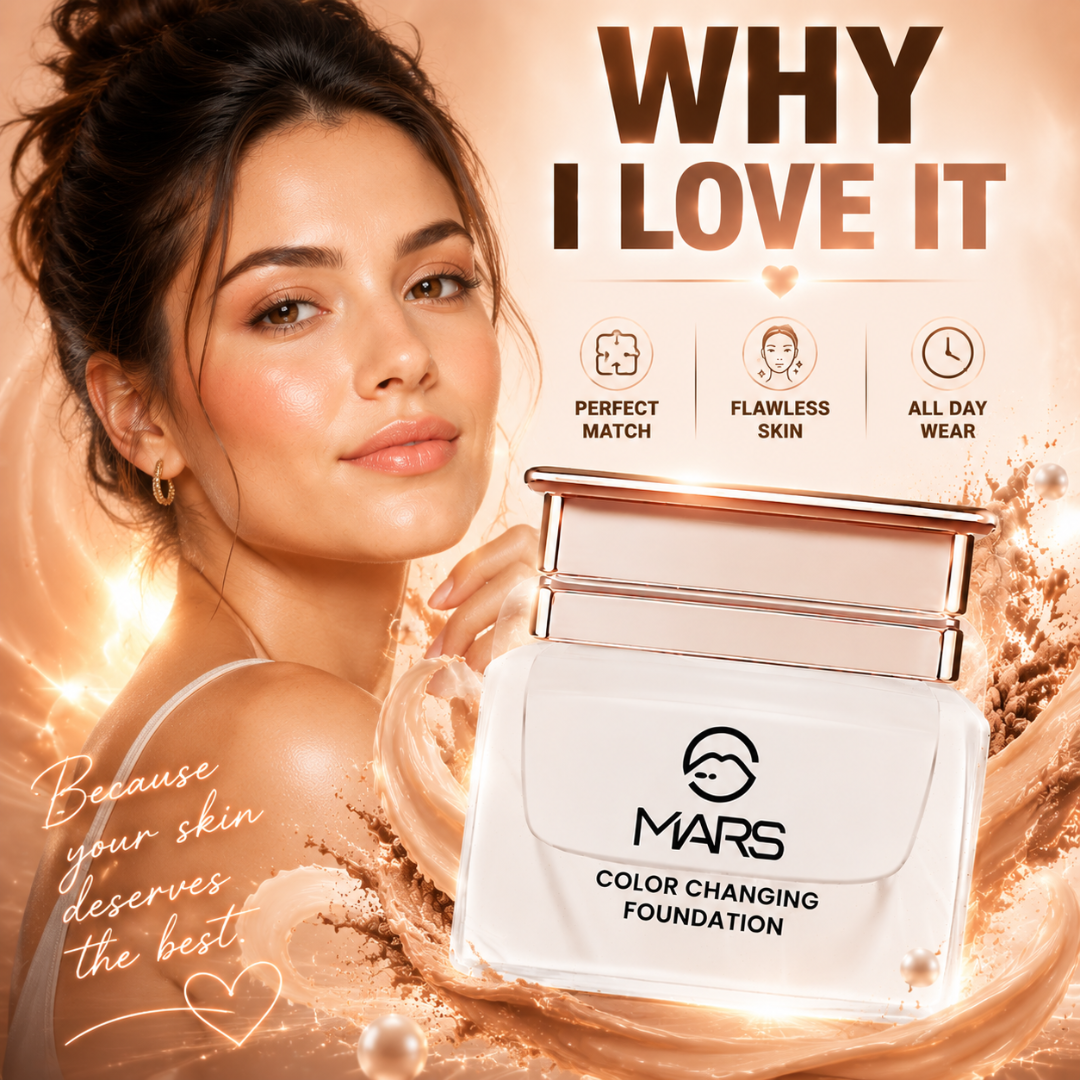 3-in-1 Color Changing Foundation – Full Coverage, Waterproof & Color Match – Adapts to Your Skin Tone – Waterproof, Long-Lasting, Satin Glow Finish – Conceals Imperfections for Flawless