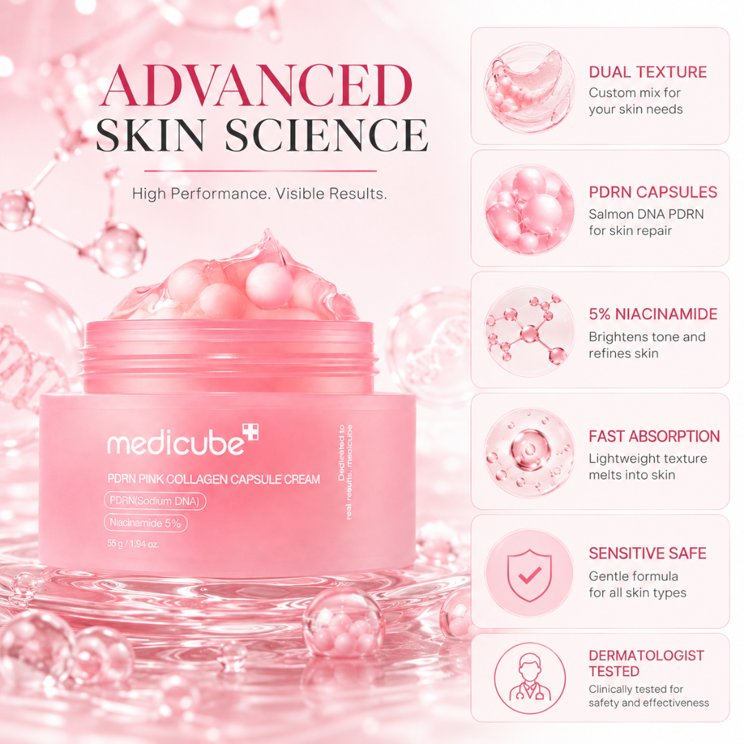 Medicube PDRN Pink Collagen Capsule Cream – Glass Skin, Firm & Bright – Deep Repair, Glow Boost & Hydration – Fades Dark Spots, Smooths Texture, Refines Pores