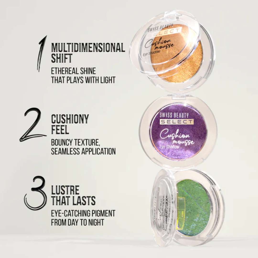 Swiss Beauty Select Cushion Mousse Eyeshadow | Velvet Mousse Texture | Multidimensional Shine
