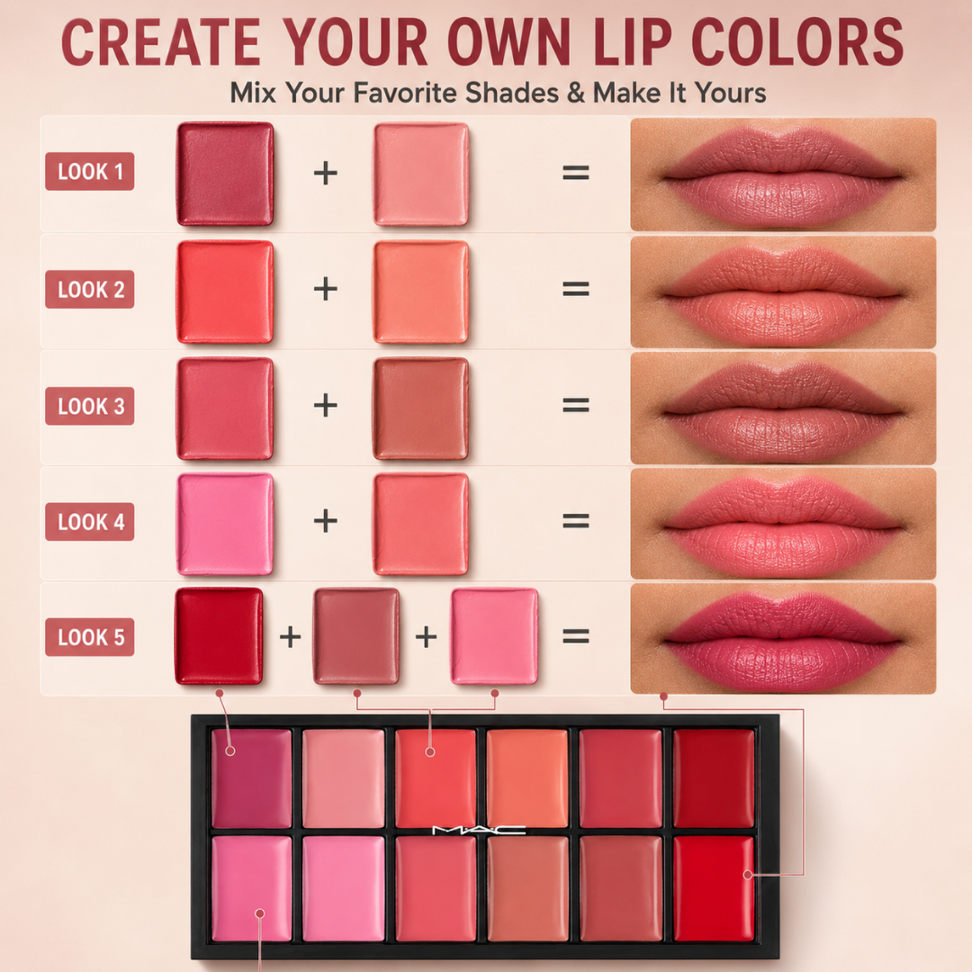 12-Shade Custom Lip MAC Lipsticks Palette – Mix, Blend & Create – 12 Wearable Colors, Endless Looks – Pro-Level Pigment, Artist-Friendly – Create Your Signature Lip Shade – For All Skin Tones