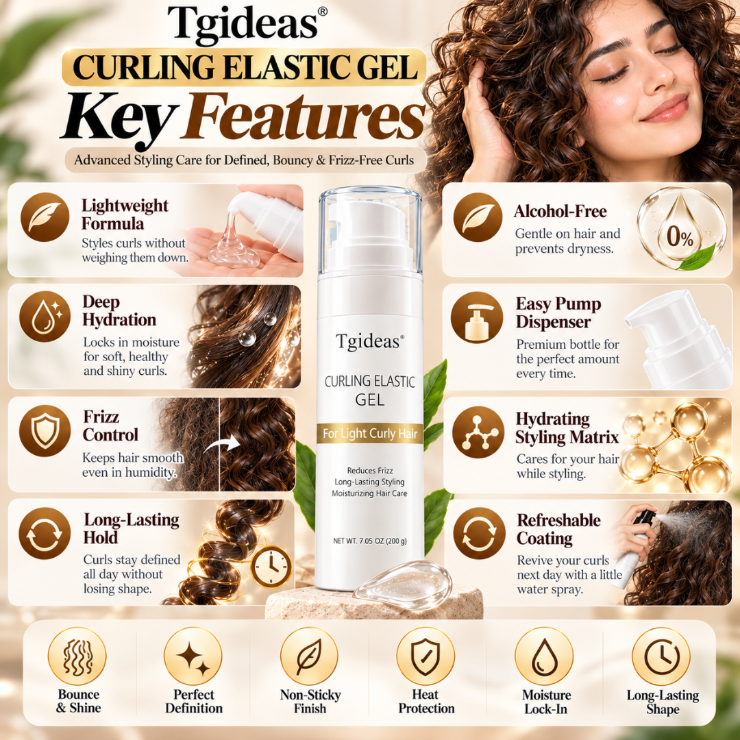 Tgideas Curling Elastic Gel – Heat-Free Curl Activator, Frizz Control & Hydrating Formula for Defined, Bouncy Curls