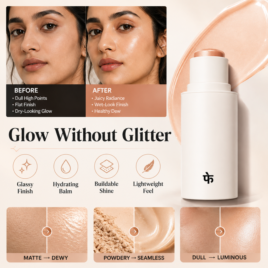 FAE Beauty Mirror Glaze Glass Balm Illuminator – Glass Skin in One Swipe – Wet-Look Glow, Zero Chunky Glitter – Hydrating, Buildable & Universal Shade – For Face, Eyes & Body – Travel-Friendly Stick