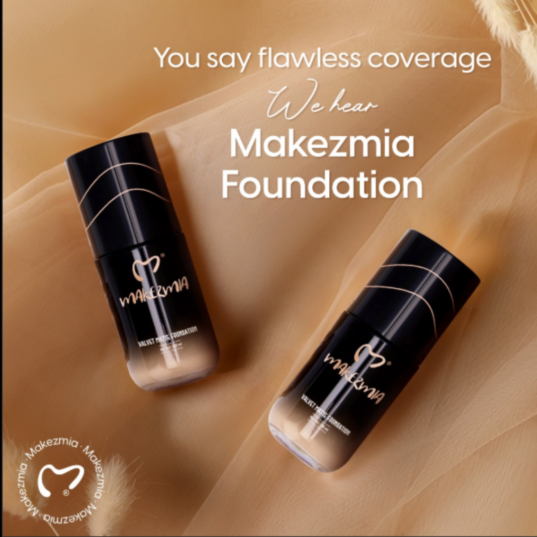 Makezmia Velvet Matte Foundation - 60ml Flawless, Long-Wear Liquid Foundation for a Smooth & Even Finish