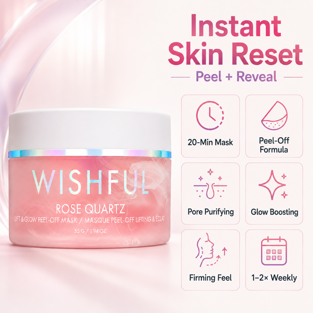 Wishful By Huda Beauty Rose Quartz Lift & Glow Peel-Off Mask – 20-Minute Glow – Pore Refining, Firming & Brightening – Peels, Lifts & Reveals Smooth, Radiant Skin – With Rose Quartz
