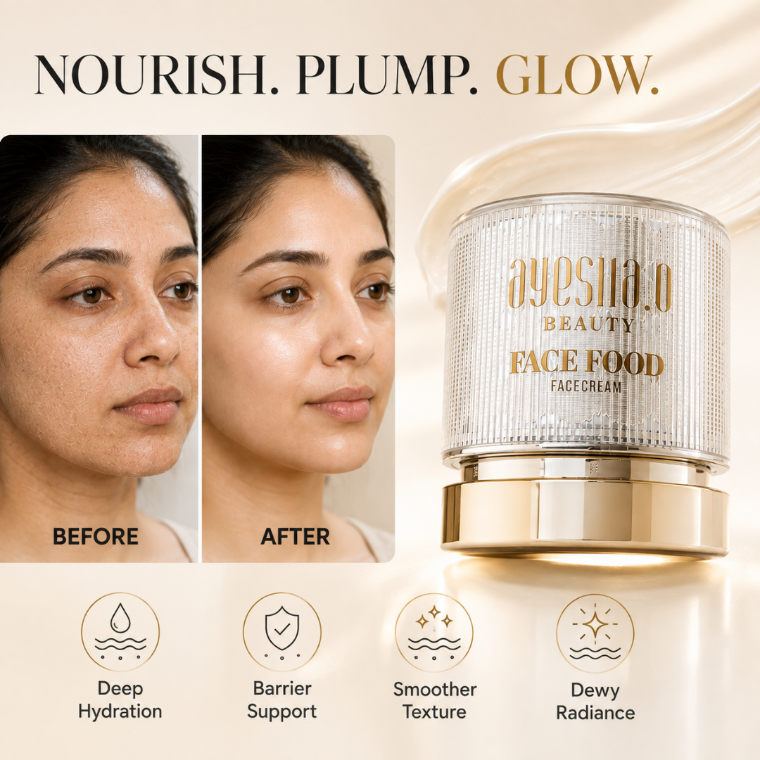 Beauty Face Food Face Cream – Deep Nourishment, Dewy Glow – Moisture Lock & Plump-Looking Skin – Rich Care, Weightless Finish – With Platinum Flakes, Argan Oil, Jojoba, Rosehip, Honey Extract & Frankincense Oil