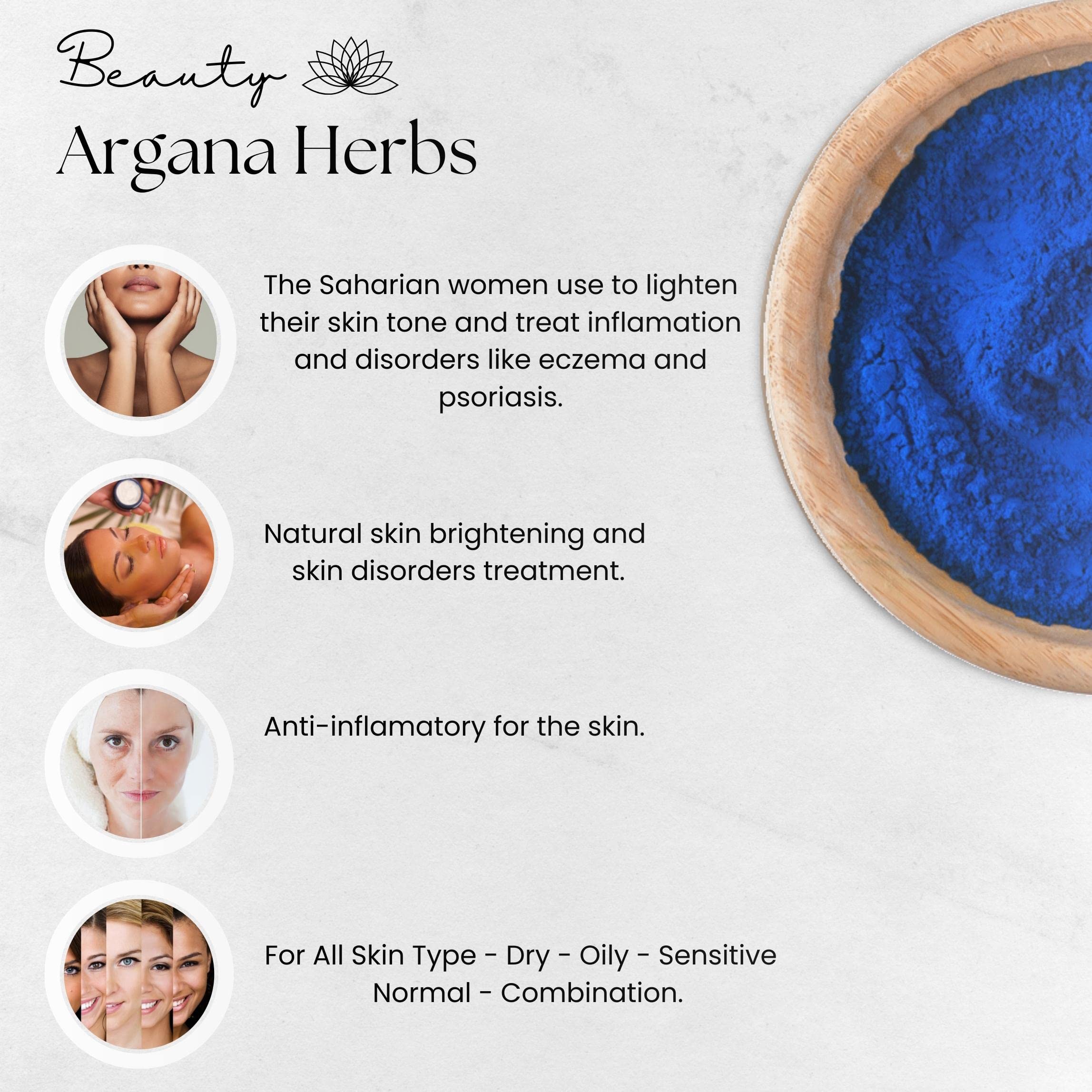 100% Organic Moroccan Blue Nila Powder for Skin Whitening
