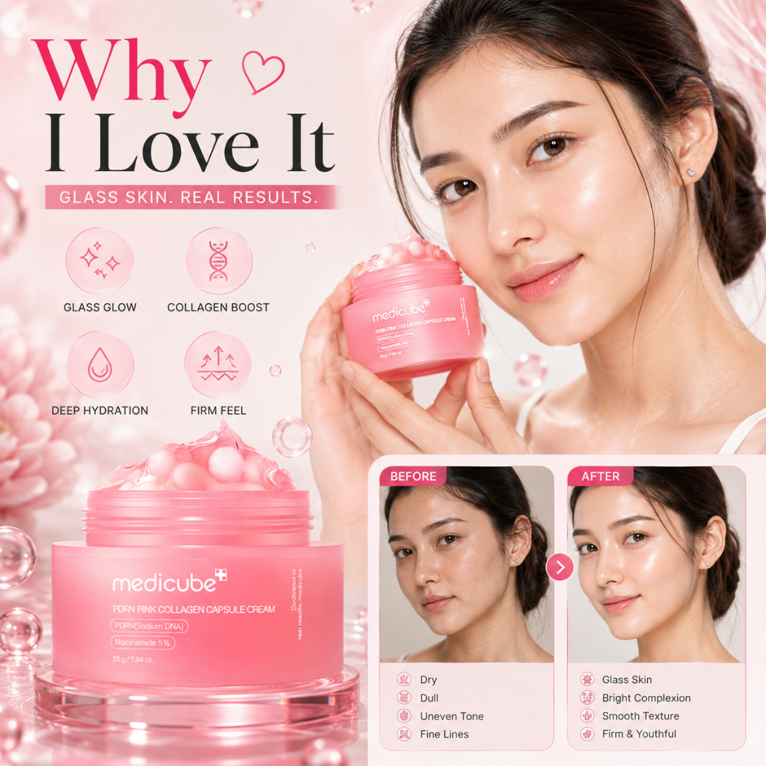 Medicube PDRN Pink Collagen Capsule Cream – Glass Skin, Firm & Bright – Deep Repair, Glow Boost & Hydration – Fades Dark Spots, Smooths Texture, Refines Pores