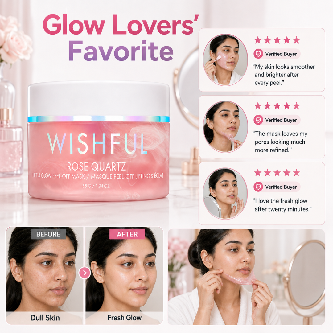 Wishful By Huda Beauty Rose Quartz Lift & Glow Peel-Off Mask – 20-Minute Glow – Pore Refining, Firming & Brightening – Peels, Lifts & Reveals Smooth, Radiant Skin – With Rose Quartz