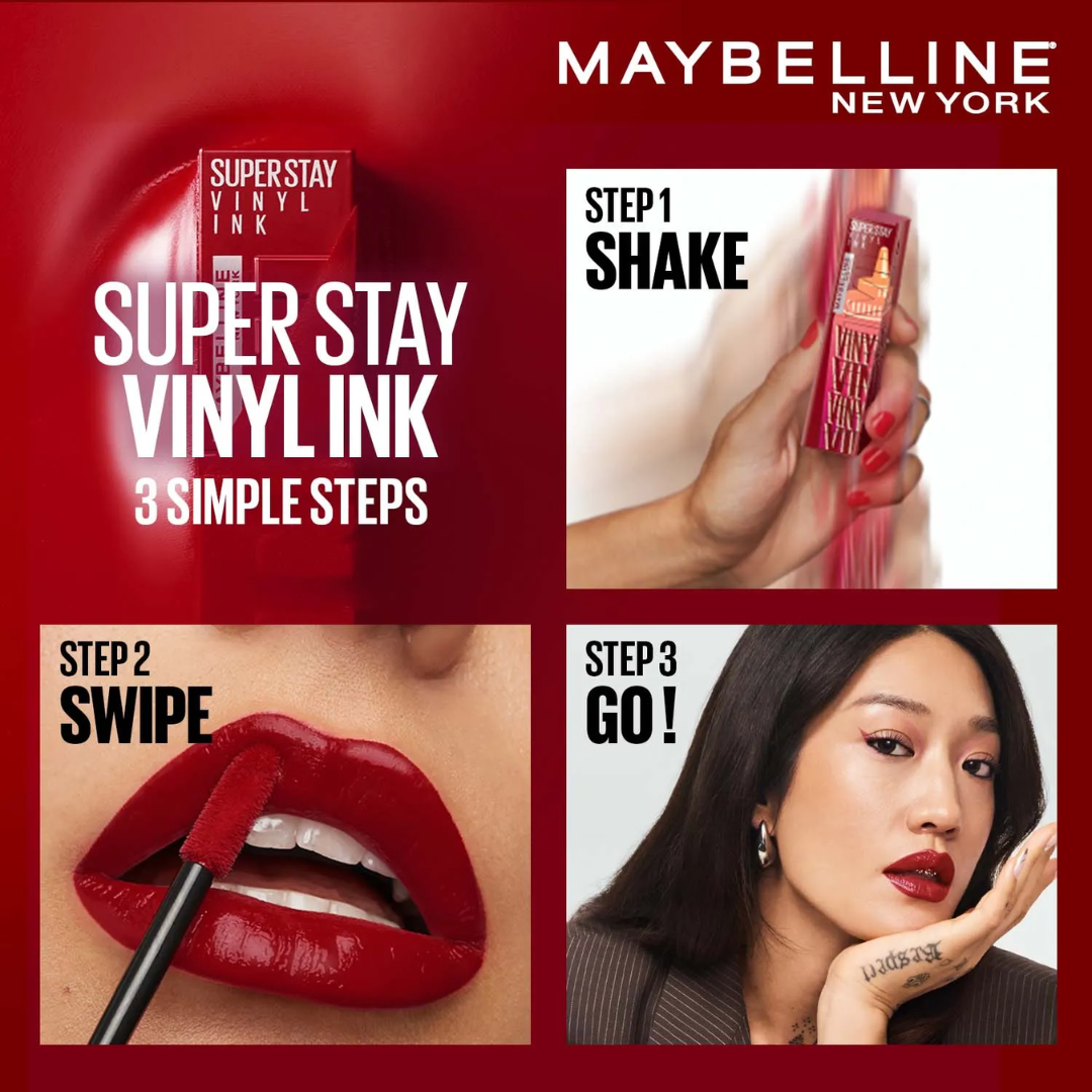 Maybelline Superstay Vinyl Ink Sauce Collection- 16H Wear Glossy Lipstick (Pack of 3)