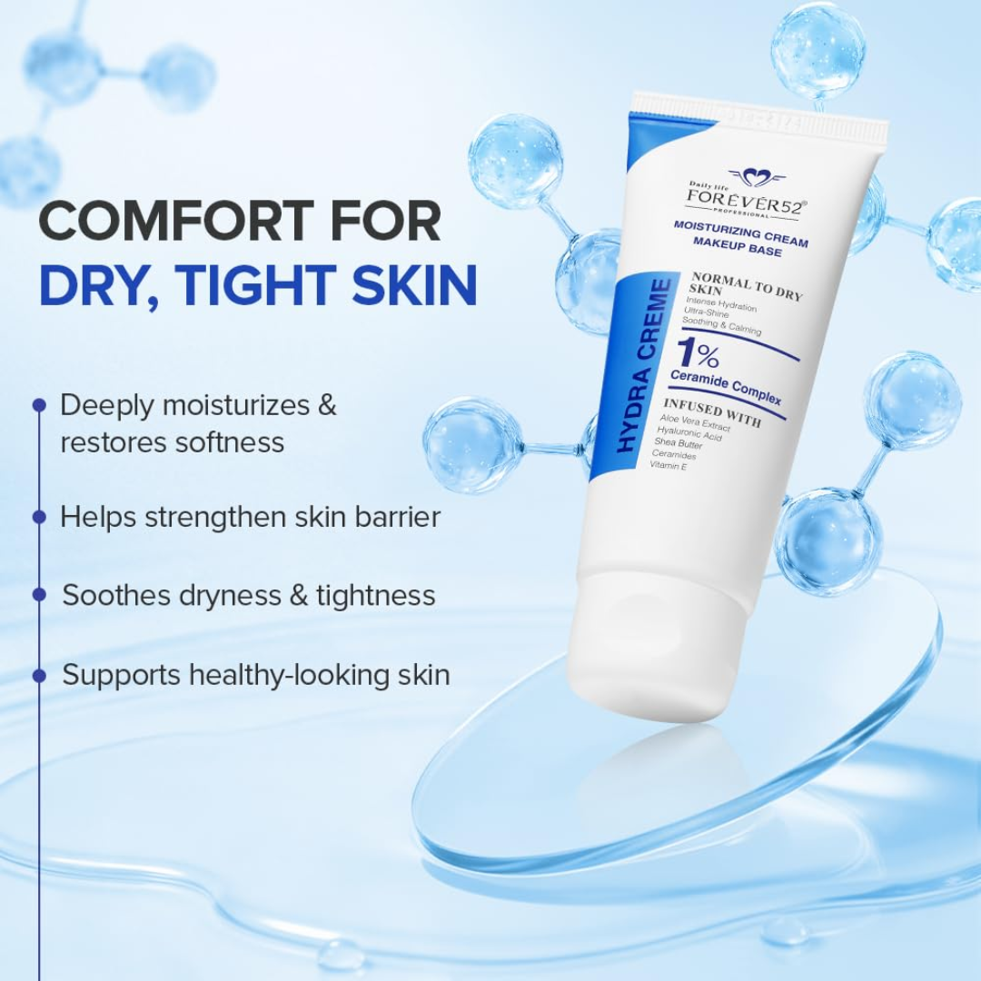 FOREVER52 Hydra Creme Moisturizer & Primer – Intense Hydration, Pore Blurring, Makeup Base for Normal to Dry Skin – Smooth, Hydrate, Perfect