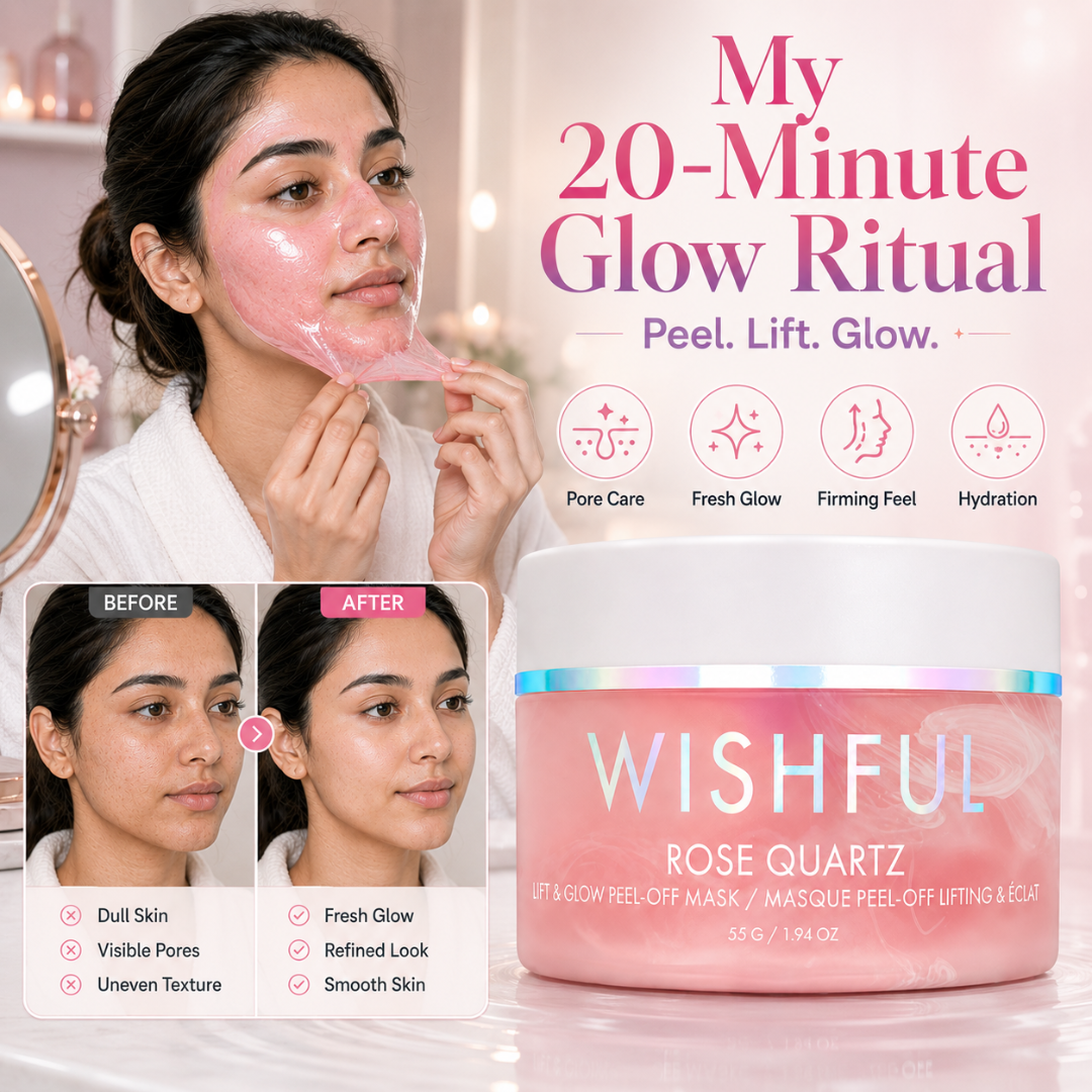 Wishful By Huda Beauty Rose Quartz Lift & Glow Peel-Off Mask – 20-Minute Glow – Pore Refining, Firming & Brightening – Peels, Lifts & Reveals Smooth, Radiant Skin – With Rose Quartz