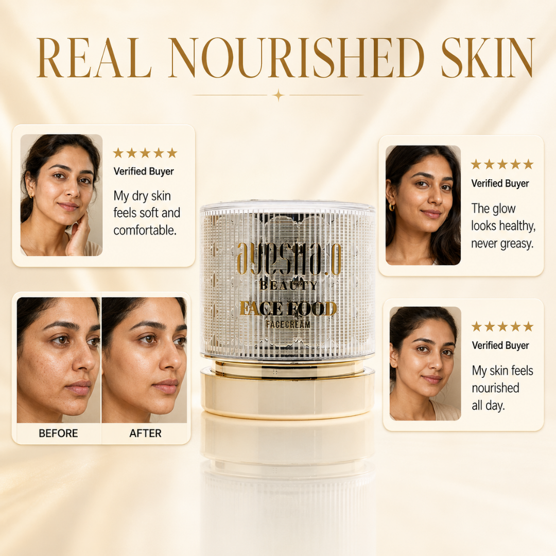 Beauty Face Food Face Cream – Deep Nourishment, Dewy Glow – Moisture Lock & Plump-Looking Skin – Rich Care, Weightless Finish – With Platinum Flakes, Argan Oil, Jojoba, Rosehip, Honey Extract & Frankincense Oil