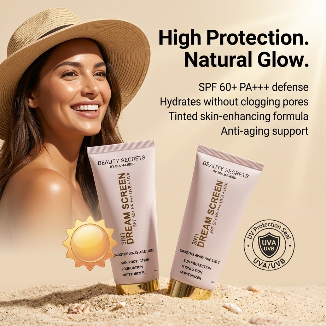 Beauty Secrets 3-in-1 Tinted Dream Screen SPF 60+ | Sun Protection, Sheer Foundation & Deep Moisturizer
